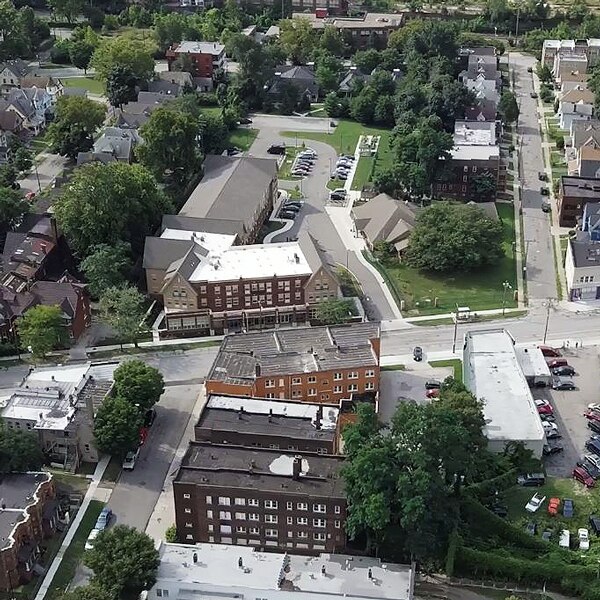 Aerial view of neighborhood