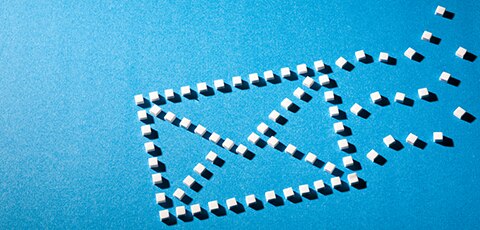 Cubes forming the shape of an envelope