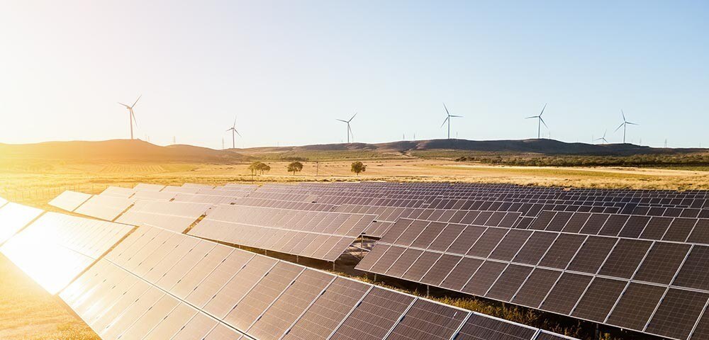 Wind turbines and solar panels