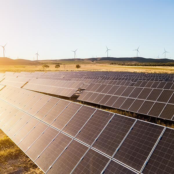 Wind turbines and solar panels