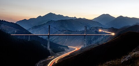 Landscape view of bridge over highway