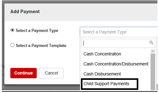 ACH Create Child Support Template
