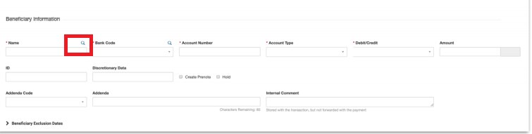 ach Beneficiary info