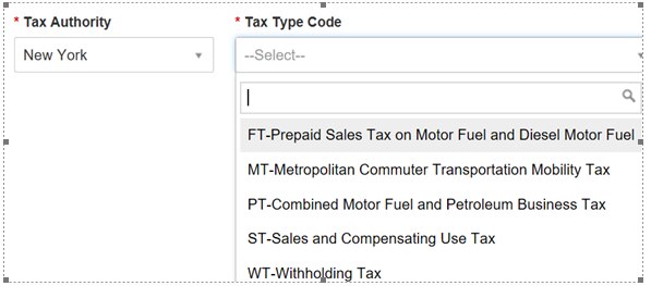 Tax Type Code options