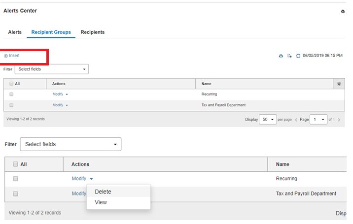 ACH Recipient Group widgets