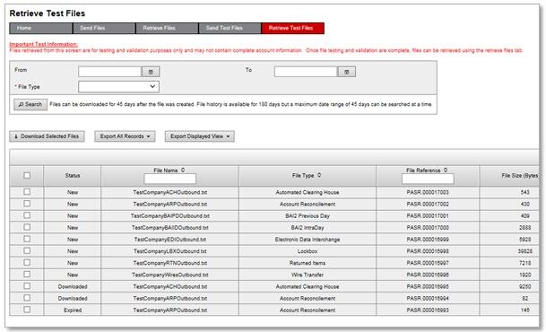 Retrieve Test File Home