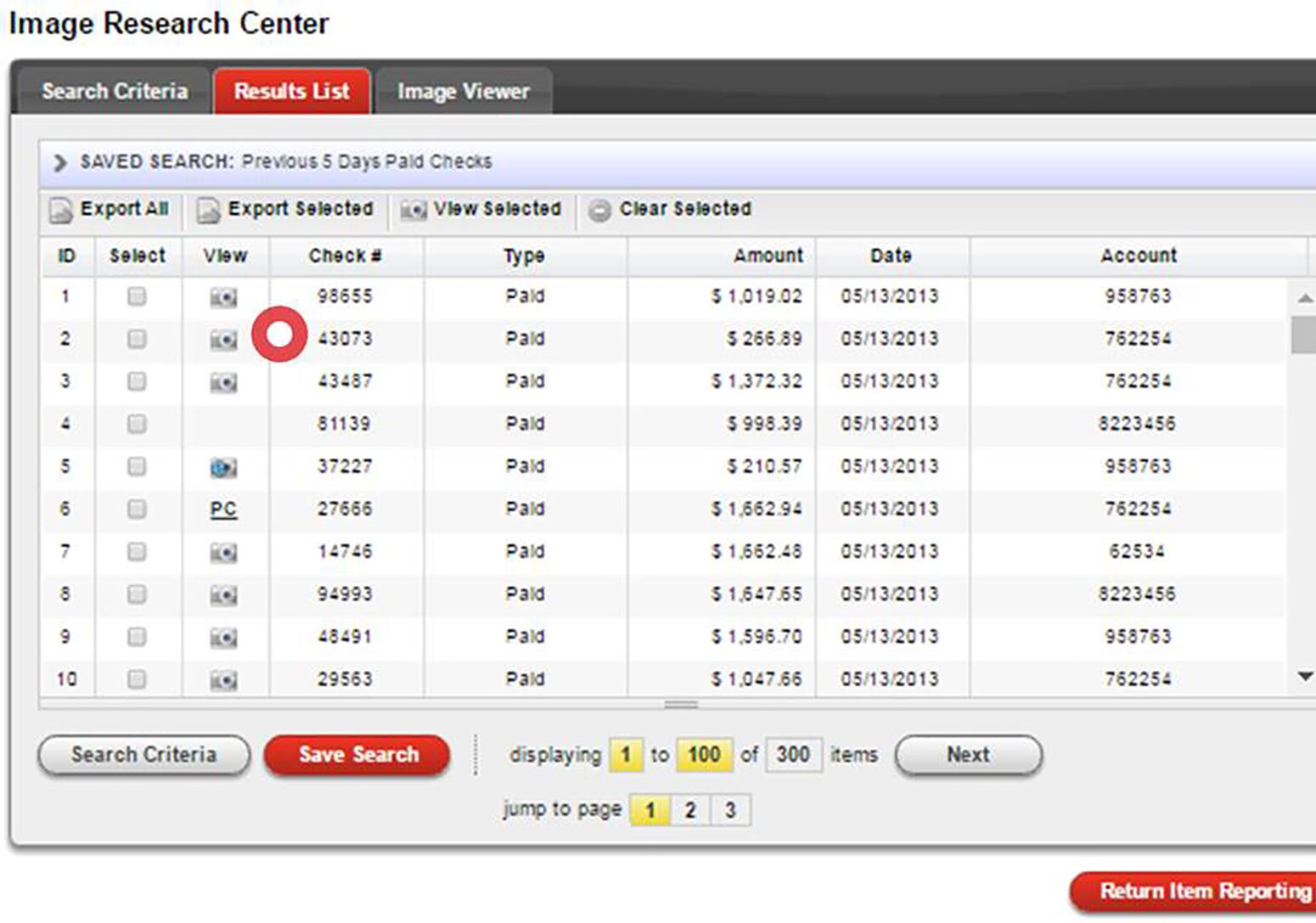 Screenshot showing how to Select the 'camera' icon to view the image for solely this item.