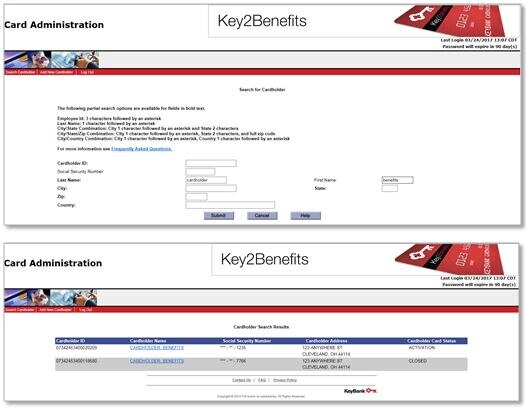Cardholder Search Results