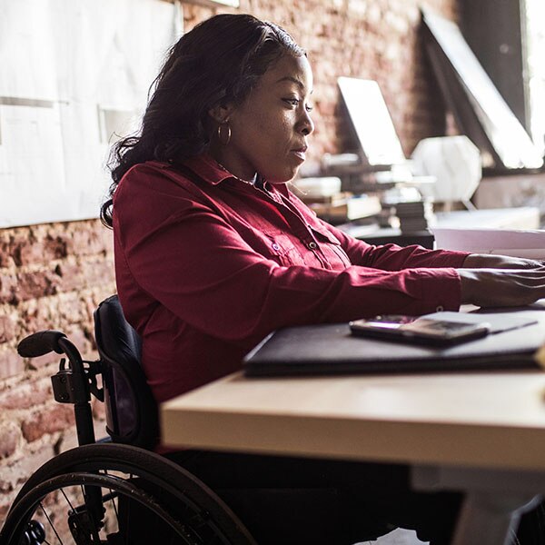 woman sitting at a table