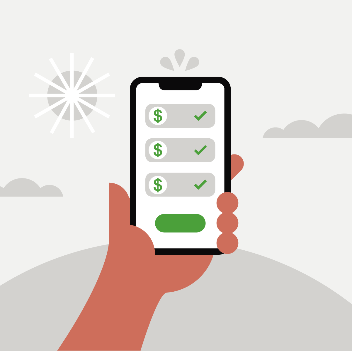 Hand with phone illustration