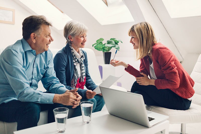 Couple working with a home equity advisor