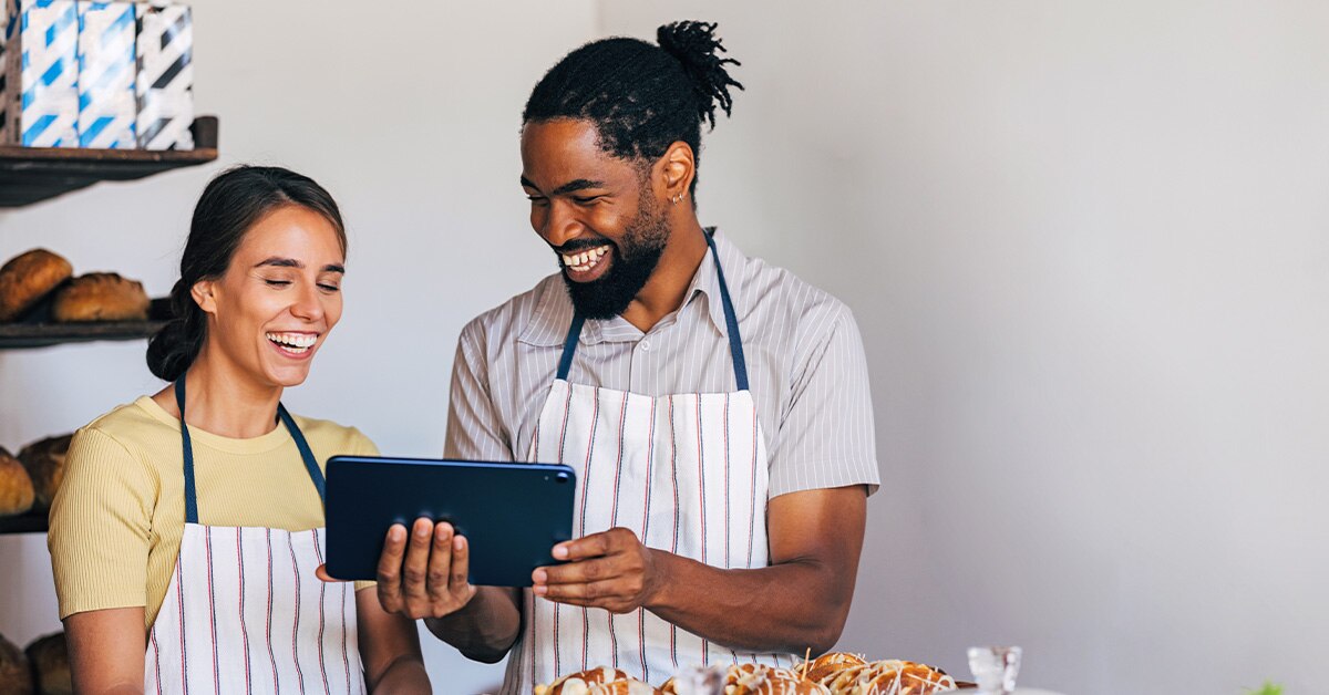 couple looking at laptop