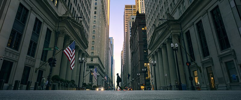 A view looking down Wallstreet
